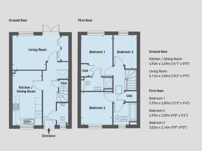 Floor plan 3 bedroom house - artist's impression subject to change